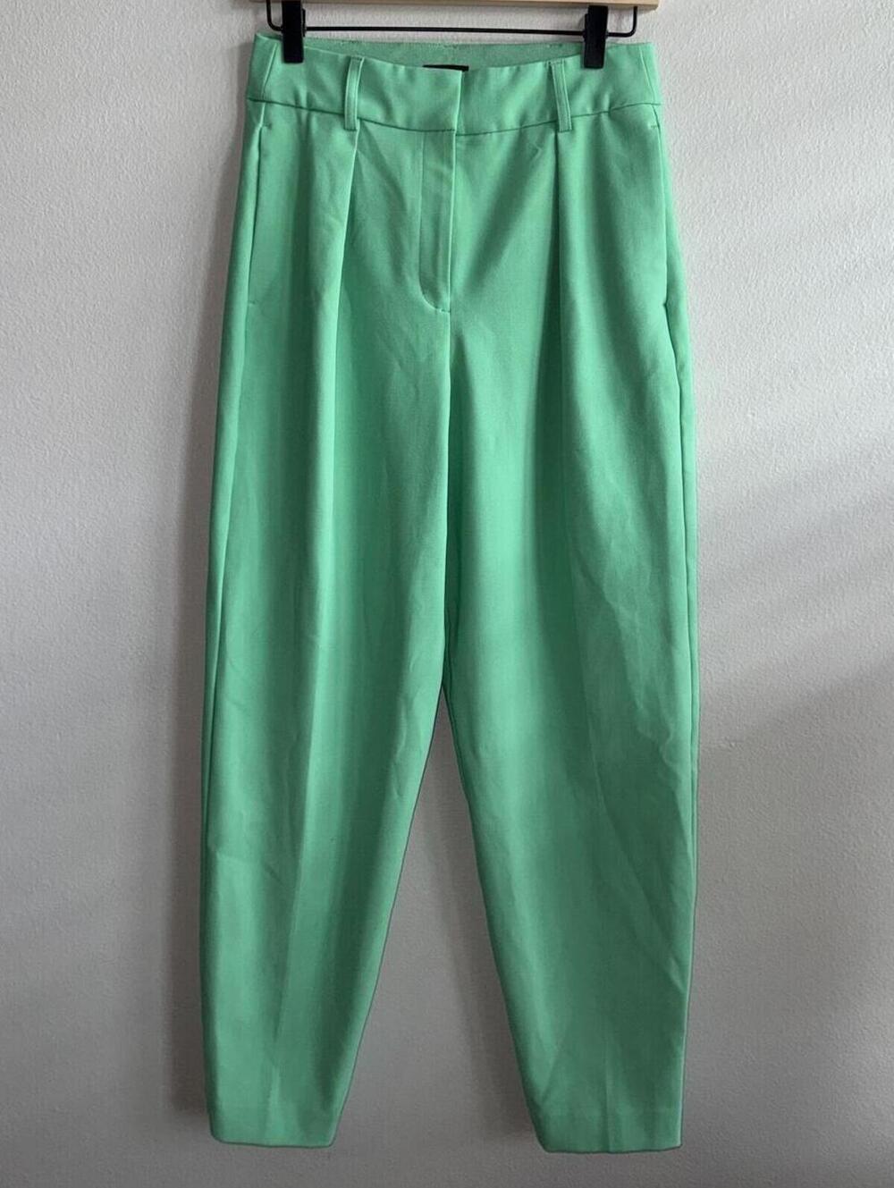 Express Mint Green Tapered Trousers Size 4R High Waisted Office Chic Pants